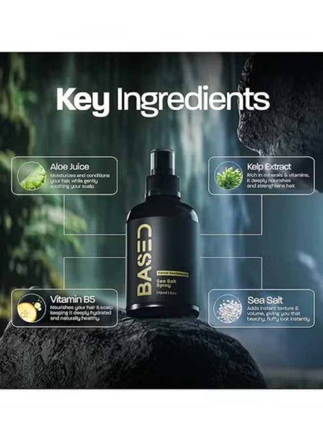 استنادا الي بخاخ ملح البحر من BASED BODYWORKS، بخاخ ملح البحر بتشطيب طبيعي للشعر، يوفر حجم وملمس، غني بالطحالب وفيتامين B5، خفيف وغير دهني، خالي من البارابين، 170 مل/6 أونصات - Image 3
